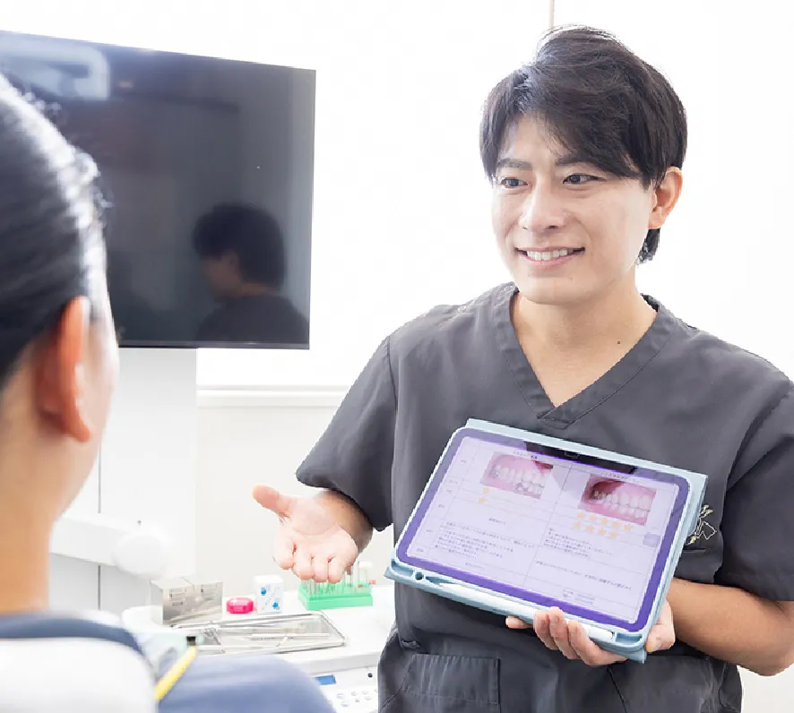 口腔内カメラとモニターを使った
